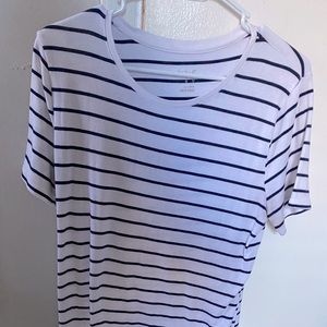 Black and white striped loose fit Tee